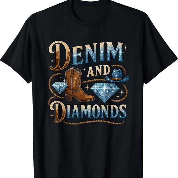 Denim And Diamonds Country Western Bachelorette Party Gi T-S1Hirt8