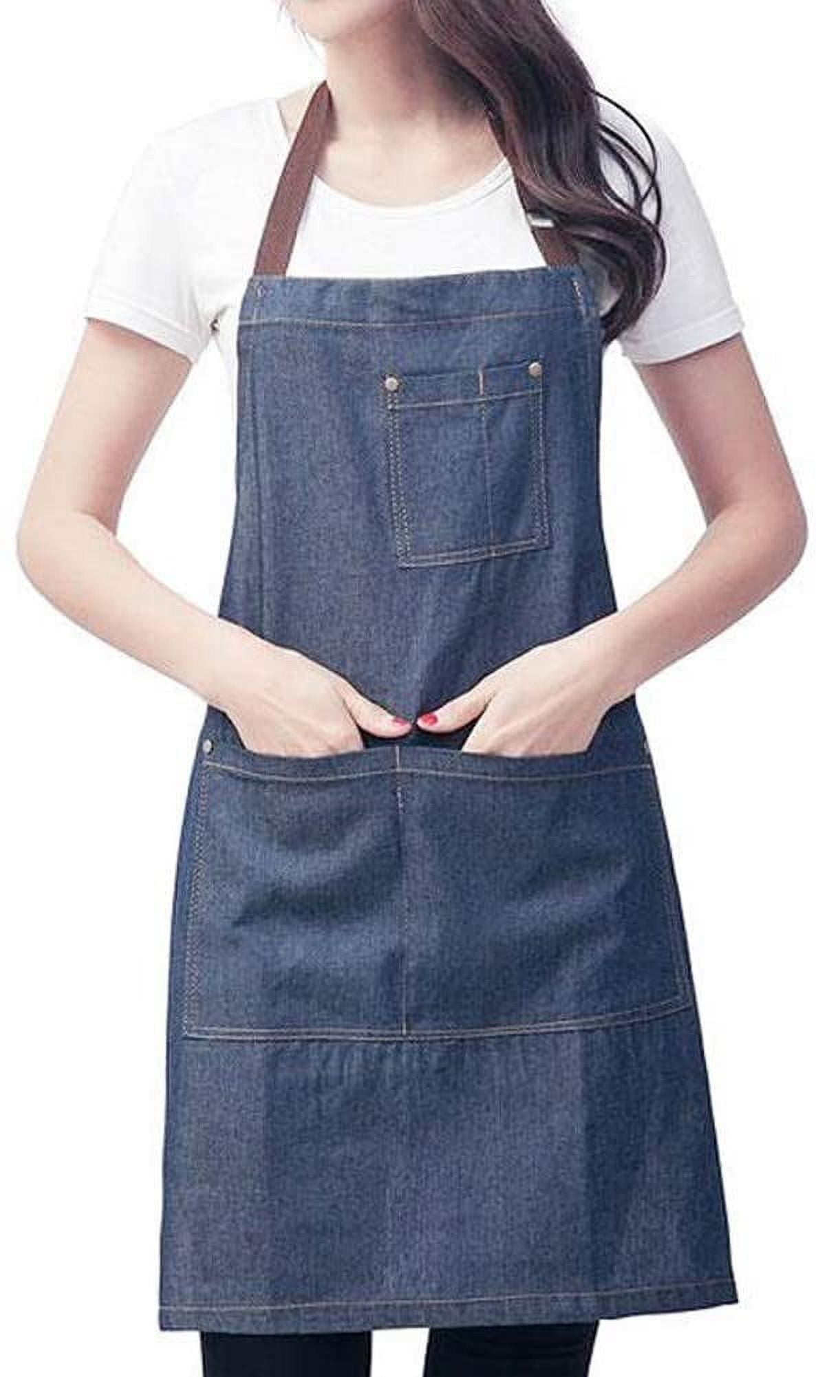 Black Adjustable Bib Chef Apron With Pockets For Cooking Baking Barbecuing Kitchen Supplies Accessories Wholesale Free