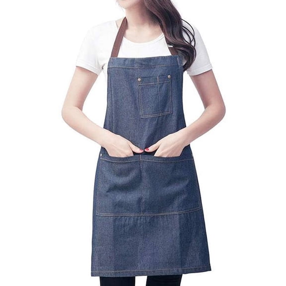 Denim Apron, Unisex Adjustable Bib Apron with 3 Pockets, Cooking Apron Kitchen Apron Women Men Aprons for Kitchen, Restaurant, Cafe