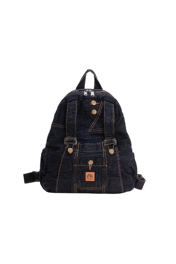 Denim Backpack for Women Vintage Y2K Grunge Style Lightweight Canvas Rucksack Purse Daypack Aesthetic Cute Travel Jeans Bag.