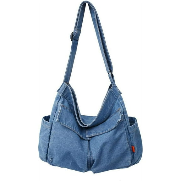 Denim  Bag Casual Style Lightweight Retro Travel Shopper Crossbody Handbag for Women Jean Tote Purse
