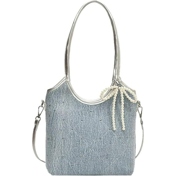 Denim Bag Trendy Jean Purses for Women Y2K Denim Shoulder Handbag Hobo Bags Crossbody Purse Top Handle Satchel Tote Bag