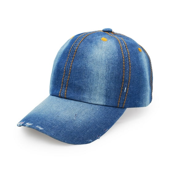 Denim Baseball Cap, Unisex Sport Hat Casual Women Men Sun Hat Outdoor Cowboy Cap Dilapidated Design Blue