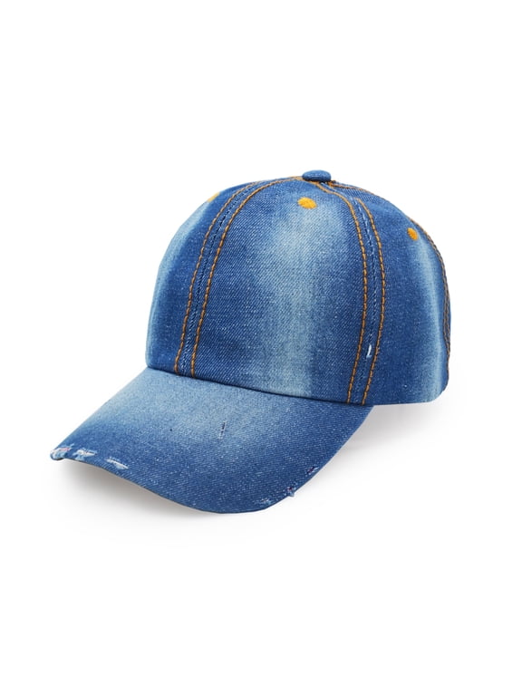 Denim Baseball Cap, Unisex Sport Hat Casual Women Men Sun Hat Outdoor Cowboy Cap Dilapidated Design Blue