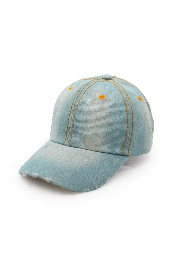 Denim Baseball Cap, Unisex Sport Hat Casual Women Men Sun Hat Outdoor Cowboy Cap Dilapidated Design Sky Blue