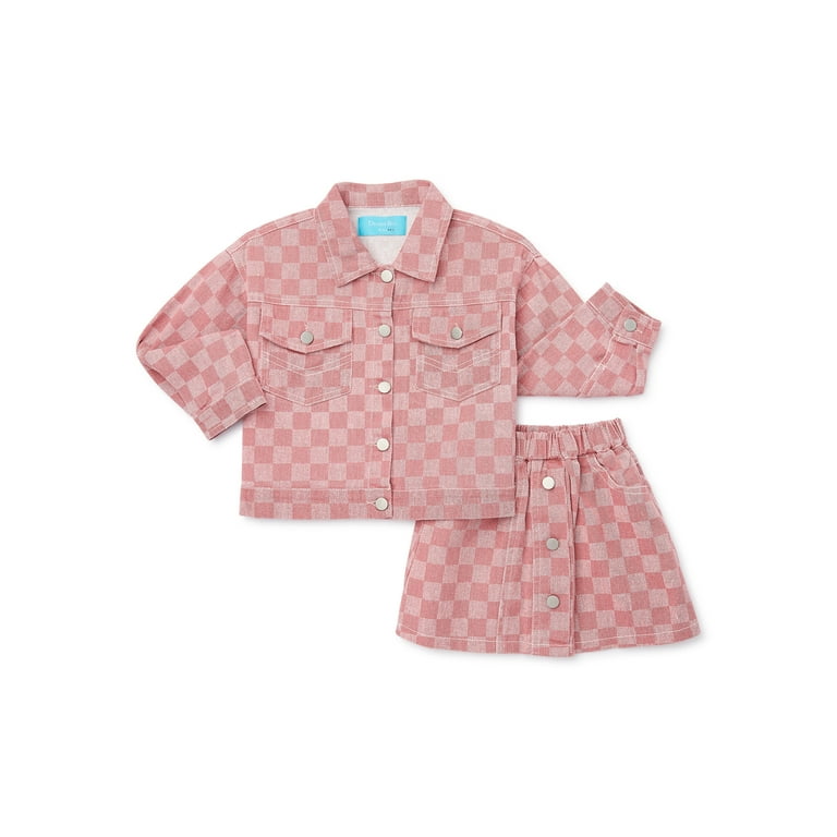Denim Bay Toddler Girl Check Denim Jacket and Skirt Set, 2-Piece, Sizes  2T-5T 