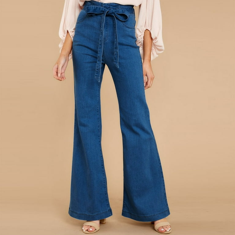 Tie waist flare leg jeans on sale