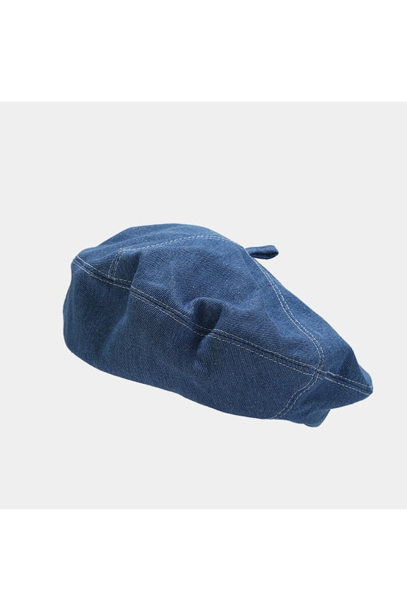 Denim Beret Hat Women Korean Style Casual Artist Painter Cap Vintage Pumpkin Hat