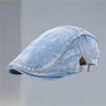 thumbnail image 1 of Denim Beret Hats for Women Men Pure Color Classic Newsboy Hats Washable Advanced Painter Art Hat Flat Cabbie Driving Hat Cotton Old Dad Cap Adjustable Comfort Daily Casual Cap, 1 of 3