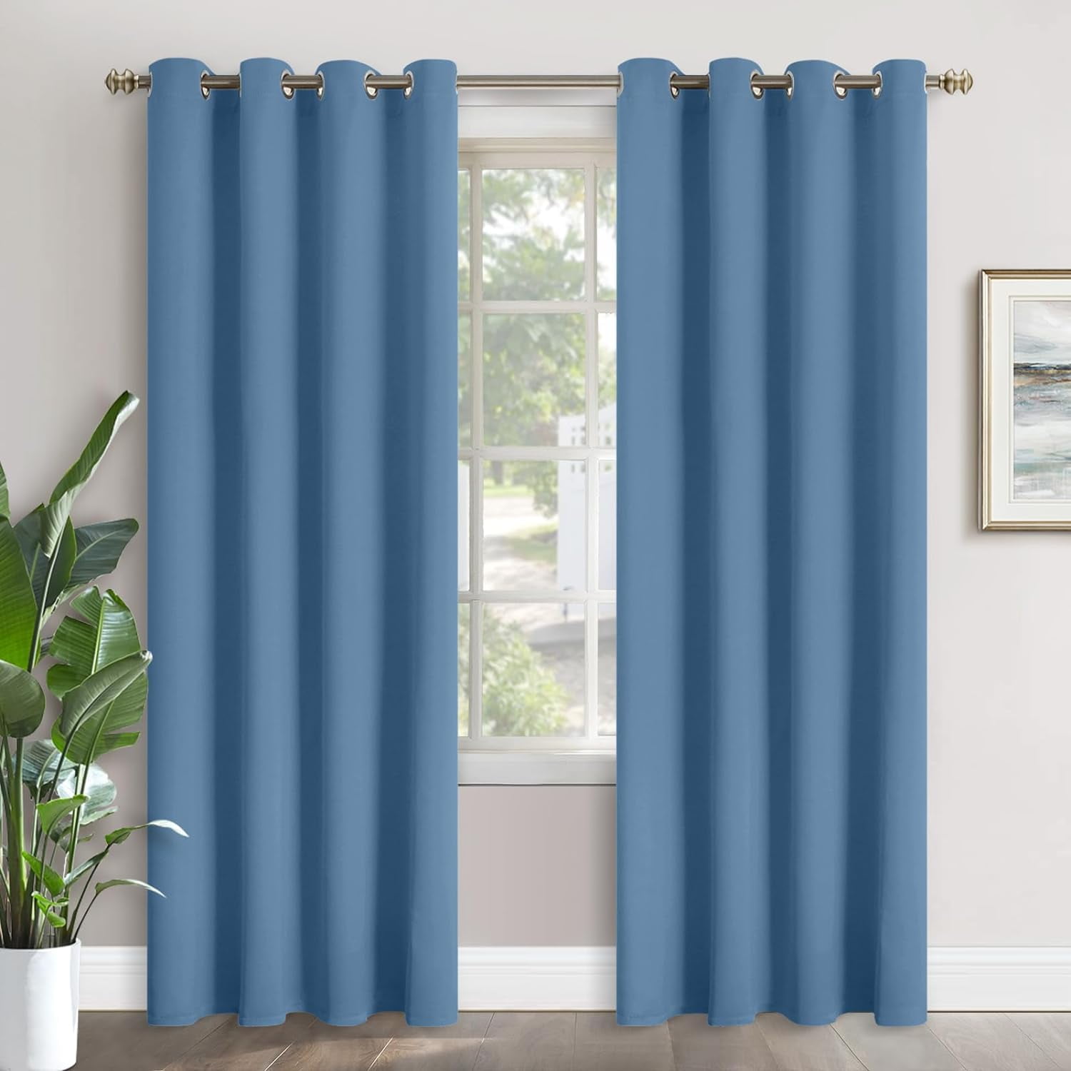 Denim Blackout Curtains for Living Room 84 Inch Length Thermal
