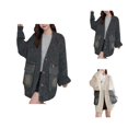 thumbnail image 1 of Denim Blend Open Front Cardigan Sweater With Yarn Loose Fit Casual Knit Outerwear Coat For Fall And Winter Cardigan Sweaters for Women, 1 of 2
