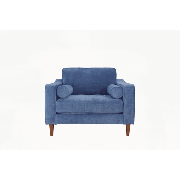 Denim Blue Anderson Chair - 1-Piece Solid Wood with Non-Slip Pads