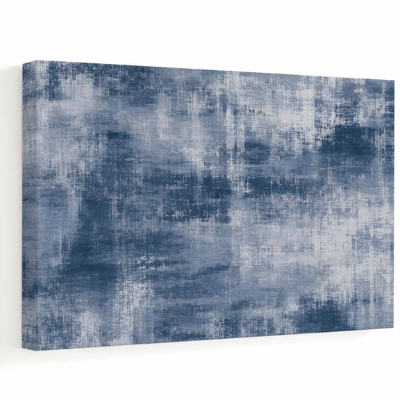 Denim Blue Canvas Wall Art, Winter Coastal Indigo Clouds Minimalist Modern Rustic Wooden‑Stretched Canvas Print Artwork, Home Wall Decor for Living Room Bedroom Office 10"Lx8"W