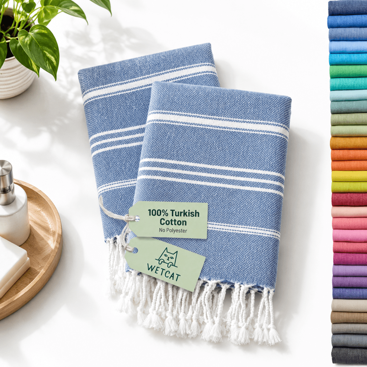 Loop Da Loop Car Denim Blue Cotton Hand Towels Set of 2, 20