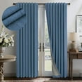 thumbnail image 1 of Denim Blue Living Room Darkening Curtains 72 Inches Long 2 Panels Set Faux Linen Cute Black Out Window Drapes for Bedroom Insulated Thermal Curtain for Summer Heat Winter Breakfast Nook 52x72 Length, 1 of 18