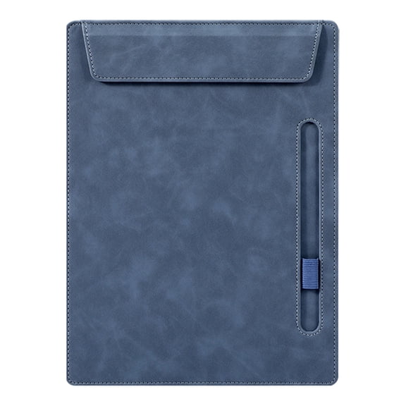 Denim Blue PU Leather A4 Clipboard with Pen Holder 13.11×10.04in, 1 Piece Slim File Folder for Client Visits & On-the-Go Work