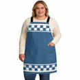 Chequerboard Border Denim Blue Square Cooking Aprons for Men with 2 Pockets, 39