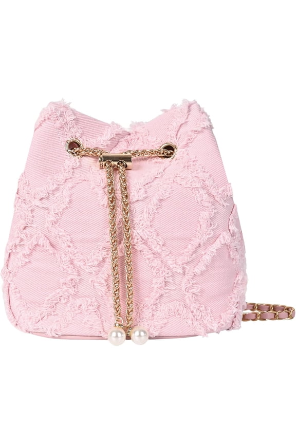 Denim Bucket Bag Quilted Drawstring Jean Purses for Women Denim Clutch Hobo Bags Crossbody Handbag