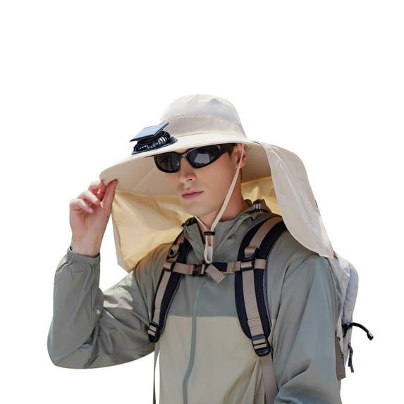 Denim Bucket Hat Women - Vintage Style Summer Hat Foldable Beach Solar Fan Bucket Hat For Men Women UPF50+ Sun Wide Brim Outdoor Sports Summer Fishing Hat With Technology