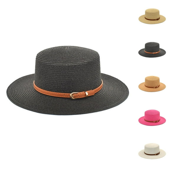 Denim Bucket Hat for Men - Vintage Style Foldable Summer Hat Adults Unisex Retro Western Cowboy Riding Hat Leather Belt Wide Cap Straw Hat