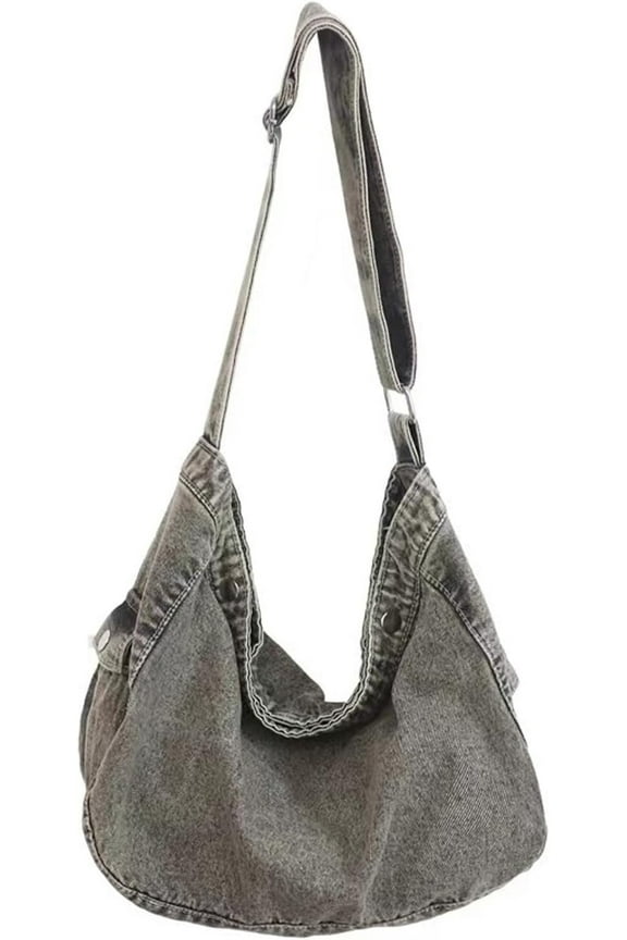 Denim Canvas Messenger Bag Large Crossbody Bag with Multiple Pockets Casual Shoulder Aesthetic Tote Bag for Women and Men