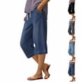 thumbnail image 1 of Denim Capris Pants for Women Summer Pull On Wide Leg Jean Capris Baggy Drawstring High Waisted Casual Cropped Jeans Gray 2XL, 1 of 3