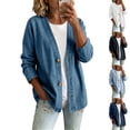 thumbnail image 1 of Denim Cardigan for Women Lightweight Button Down V Neck Jean Jackets Coat Fashion Long Sleeve Open Front Cardigan Blue 2XL, 1 of 6