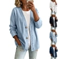 thumbnail image 1 of Denim Cardigan for Women Lightweight Button Down V Neck Jean Jackets Coat Fashion Long Sleeve Open Front Cardigan Light Blue M, 1 of 6