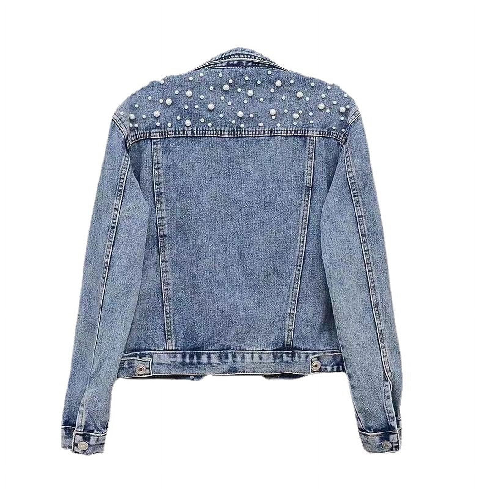 Denim Coat Women Denim Coat Turn Down Collar Single Breasted Full
