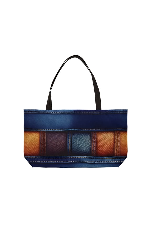 Denim Color Imitation Print Unisex  Weekender Bag  Spun Polyester 24x13 Canvas Bag 8
