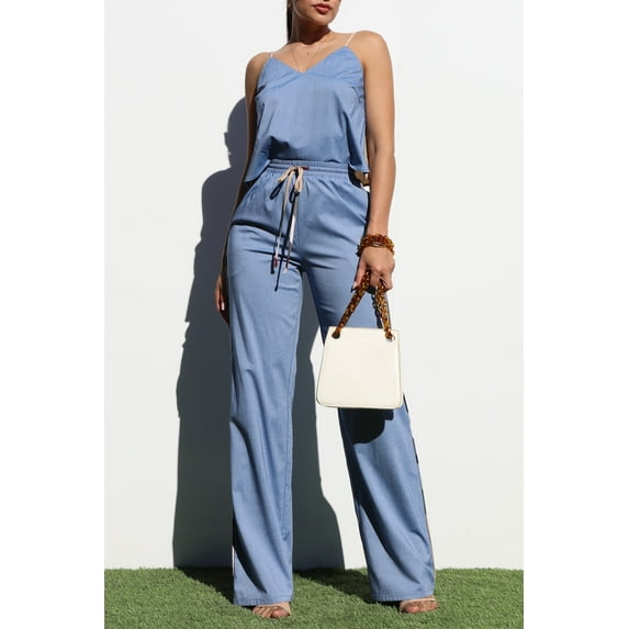 Denim Colored Pants Set