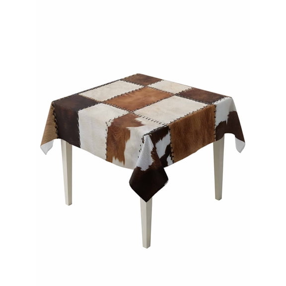 Denim Cow Table Cloth 54x54 Inch Square, Western Cowboy Vintage Stitching Waterproof Tablecloth Washable Table Cover for Party Picnic Dinner Decor