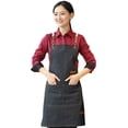 thumbnail image 1 of Denim Cross-Back Chef Bib Apron with Pockets Wear Resistant Breathable for Men and Women - Black, 1 of 5