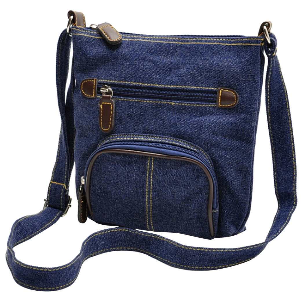 Denim Crossbody Bag, Coofit Casual Mini Shoulder Bag Messenger Bag Purse for School Kids Teen Men Women Dark Blue, Kids Unisex, Size: W*T*H: 21*4*22cm
