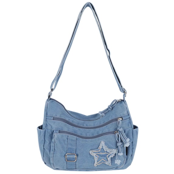 Denim Crossbody Bag,Cute Y2k Crossbody Purse,Jean Vintage Grunge Bag,Multi Pocket Purse with Pockets,Cloth Crossbody Handbag