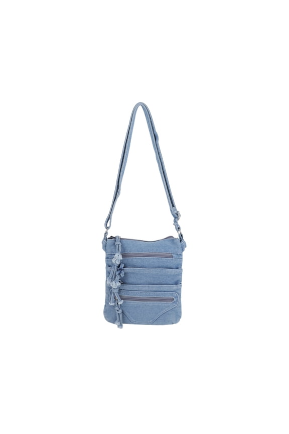 Denim Crossbody Bag Women Casual Sling Chest Phone Wallet Purse Multiple Pockets Lightweight All-Match Shoulder Handbag