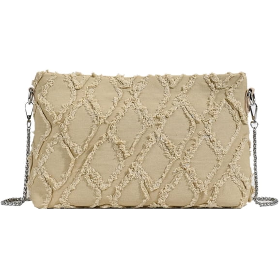 Denim Crossbody Bags for Women Trendy Quilted Denim Bag Jean Purses and Handbags with Chain Strap