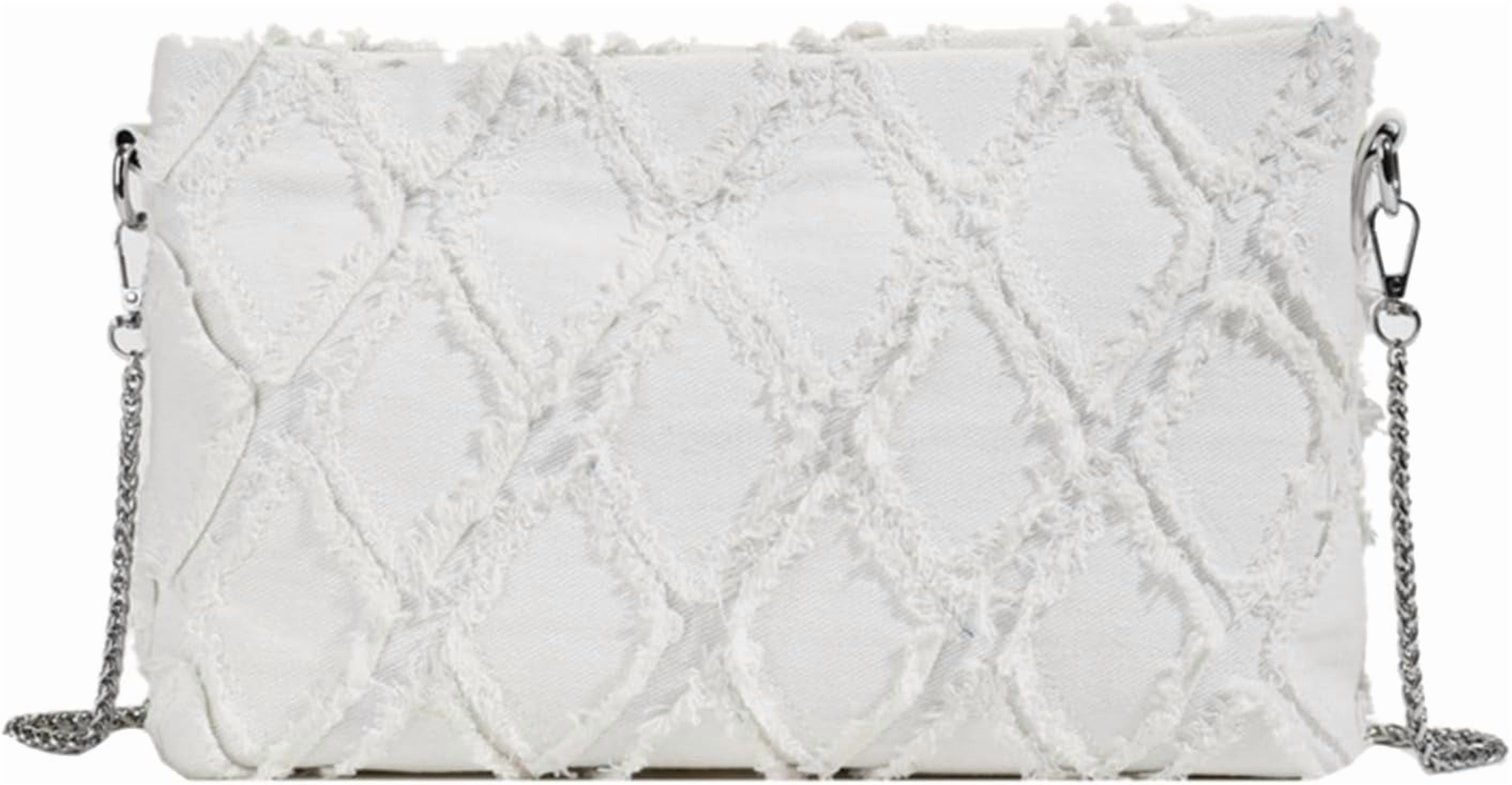 Denim Crossbody Bags for Women Trendy Quilted Denim Bag Jean Purses and Handbags with Chain Strap