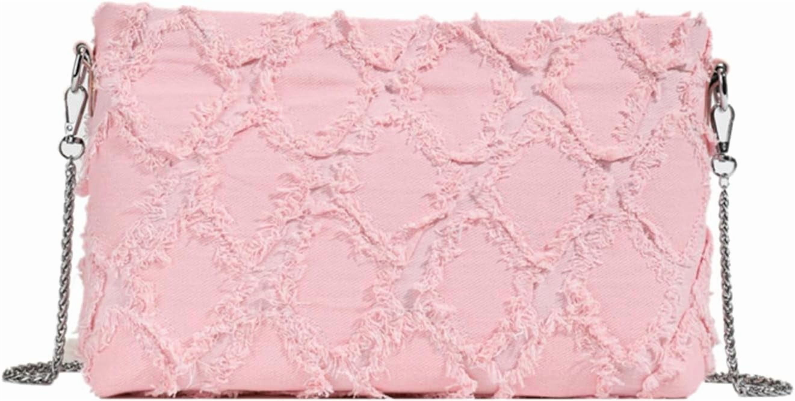 Denim Crossbody Bags for Women Trendy Quilted Denim Bag Jean Purses and Handbags with Chain Strap