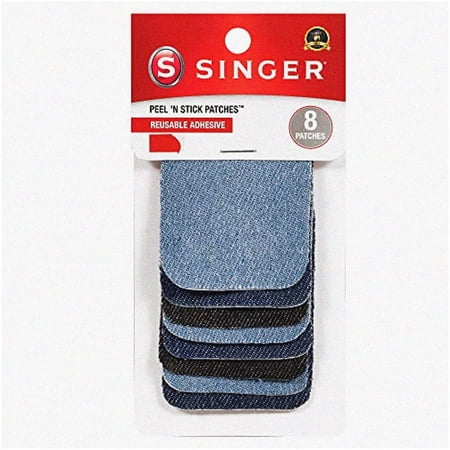 Denim Dazzle Patch Pack - Reusable, Peel N Stick, 2x3 Inches, 8 White Assorted Patches