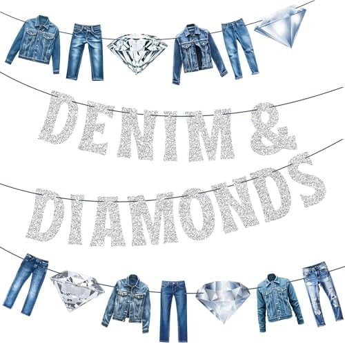 Denim and Diamonds Party Banners 4Pcs Denim and Diamonds Theme Birthday ...
