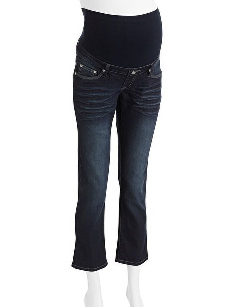 Denim Diva Maternity Full Panel Embellished Denim Capris Walmart