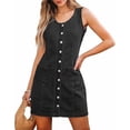 thumbnail image 1 of Denim Dresses for Women Sleeveless Stretchy Casual Jean Dress V Neck Summer Western Short Button Down Dress with Patch Pocket, 1 of 6