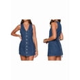 thumbnail image 1 of Denim Dresses for Women Sleeveless Stretchy Jean Summer Casual Western Short Button Down Dress XL, 1 of 9