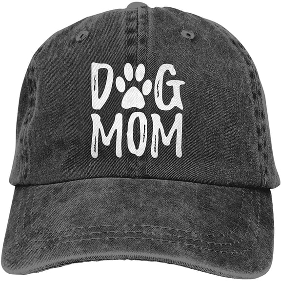 Denim Fabric Adjustable Dog Mom Hat Fashion Distressed Baseball Cap for Women