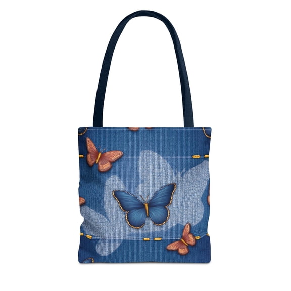 Denim Fabric Imitation Print Unisex Canvas Bag Poly Spun 3 Sizes Tote Bag 176