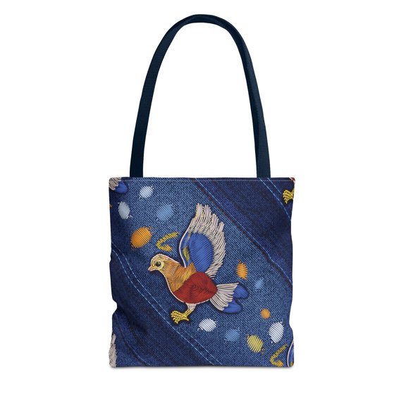 Denim Fabric Imitation Print Unisex Canvas Bag Poly Spun 3 Sizes Tote Bag 194