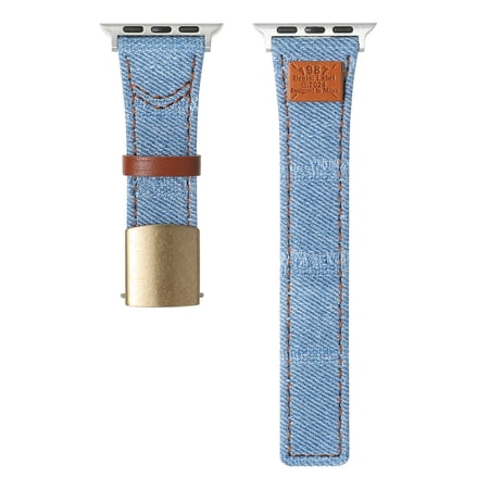Denim Fabric Strap Work with Apple Watch Bands for Women Men 41mm 40mm 38mm, Soft Leather Band Compatible with iWatch Bands Series 9 SE 8 7 6 5 4 3 2 1,Blue