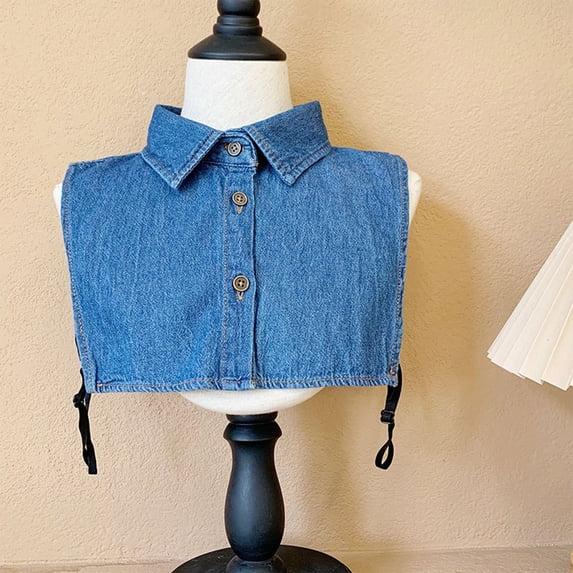 Denim False Collar – The Layering Essential for Women, Denim False Collar for Women, Detachable Dickey Collars (Royal Blue)