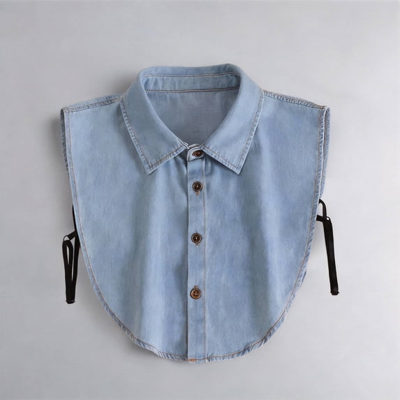 Denim False Collar for Women Men Down Dickey Layering Sweater Denim Collars Jean Blouses Button Adjustable Solid Color Detachable Half High Collar 2026 Sales Under $1